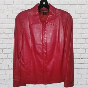 Red Leather Jacket Ellen Tracy Size 4